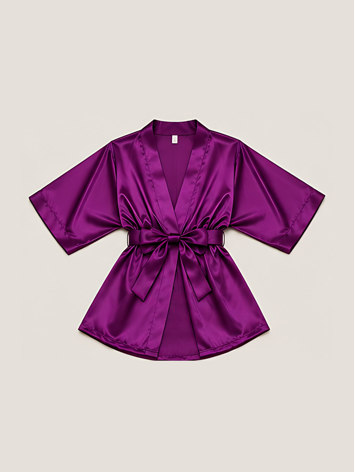 Purple | Satin kimono robe, flat lay