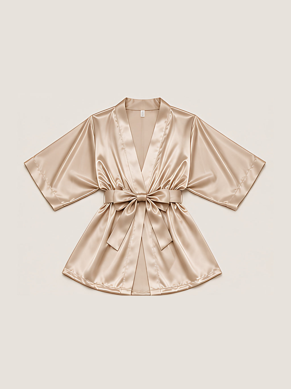 Khaki | Satin kimono robe, flat lay