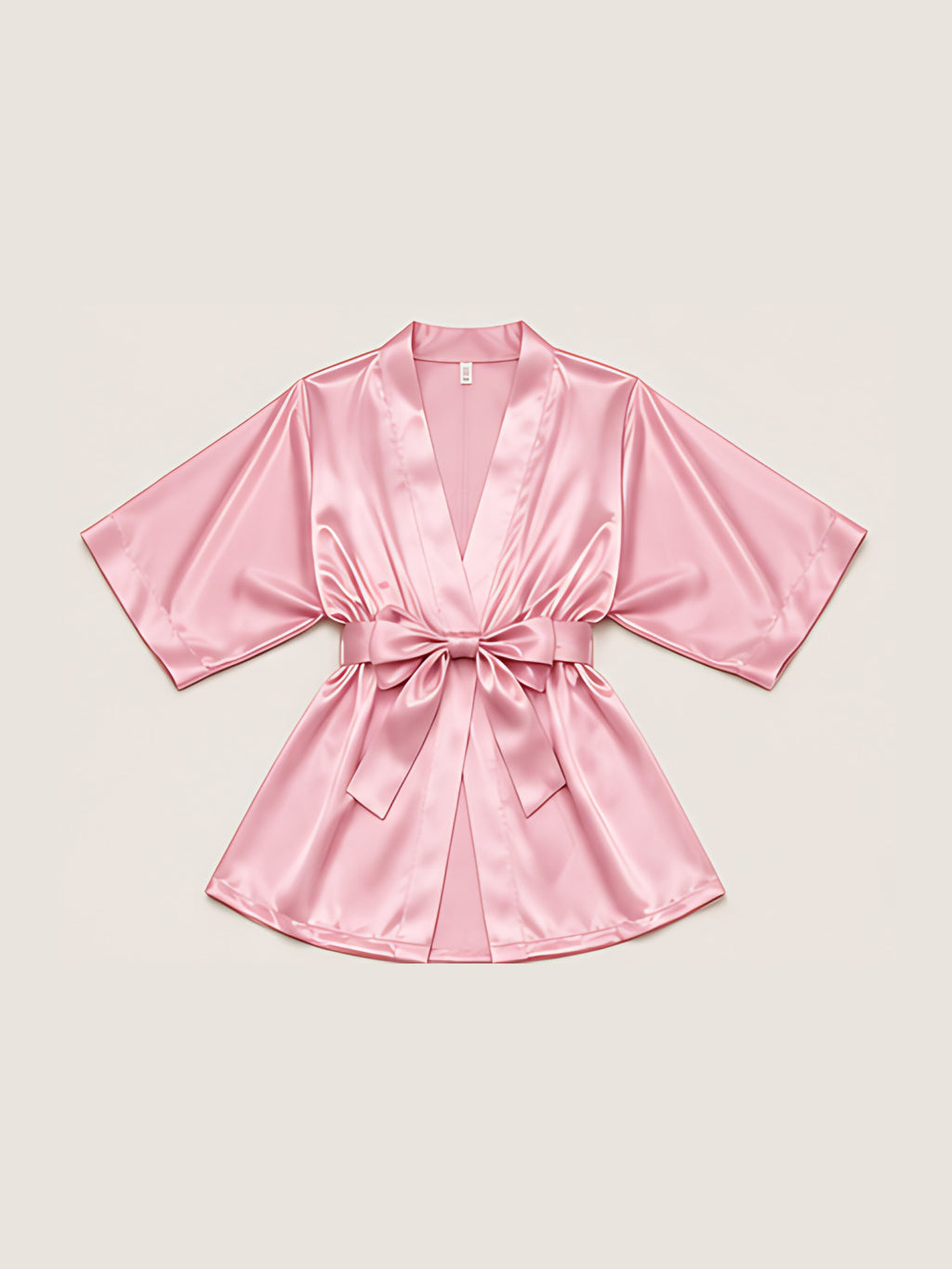 Pink | Satin kimono robe, flat lay