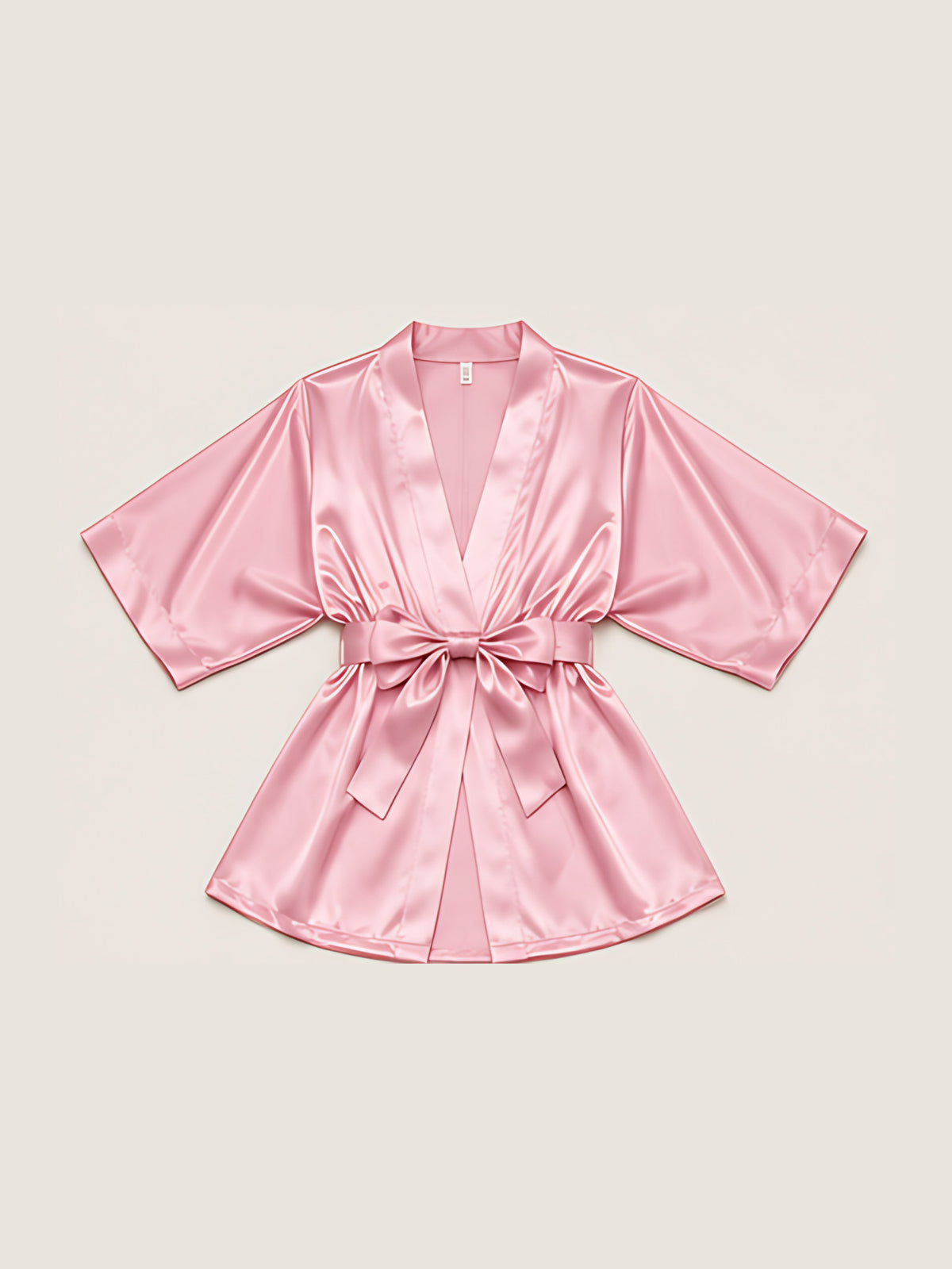 Pink | Satin kimono robe, flat lay