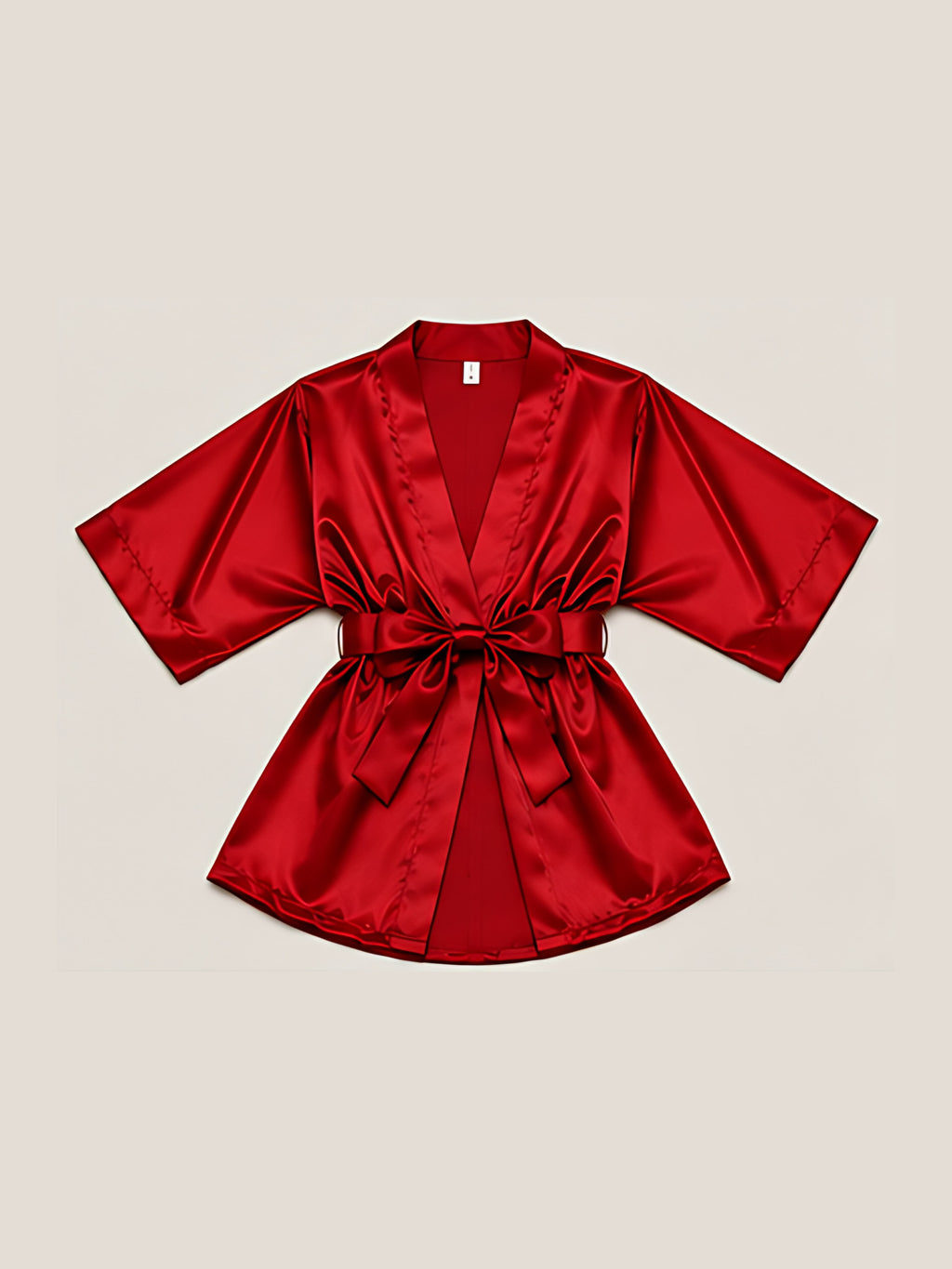 Red | Satin kimono robe, flat lay