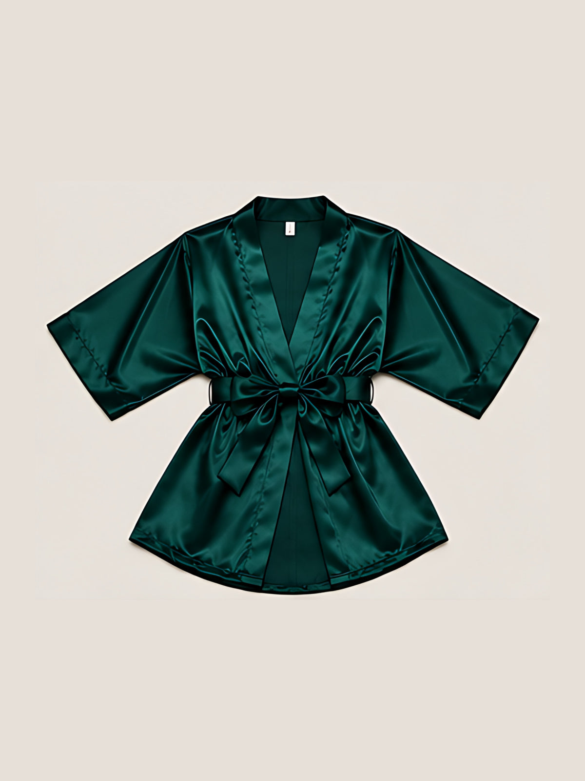 Green | Satin kimono robe, flat lay