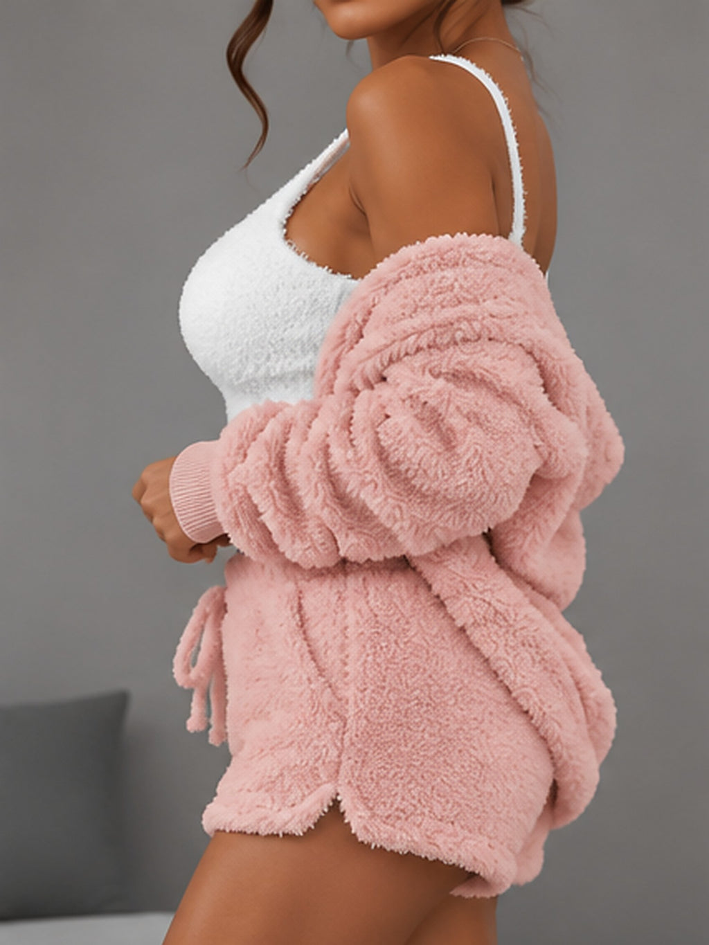 Pink | Plush 3-Piece Lounge Set, side view