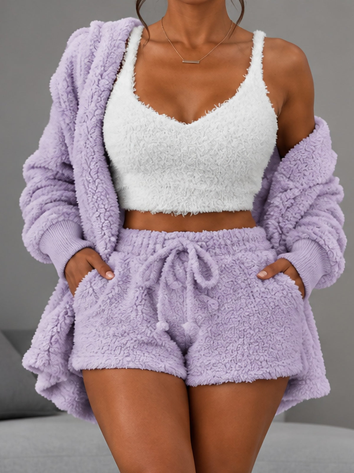Light Purple | Plush 3-Piece Lounge Set, front view