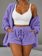 Dark Purple | Plush 3-Piece Lounge Set, front view